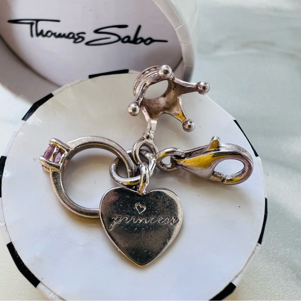 Sweet Thomas Sabo Sterling Silver Triple Princess Charm w/ Tiara, Ring & Heart